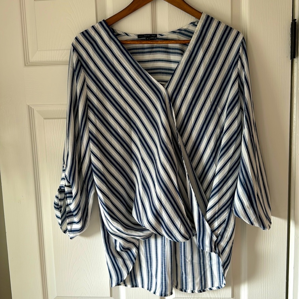 West Kei Allan Surplice Rolltab High Low Top